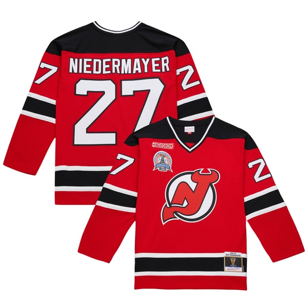 Men's New Jersey Devils Scott Niedermayer Mitchell & Ness Red Big & Tall 1999/00 Blue Line 2.0 Jersey - Image 1