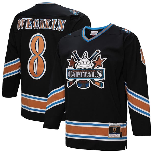 Men's Washington Capitals Alexander Ovechkin Mitchell & Ness Black 2005/06 Power Play Jersey - Image 2