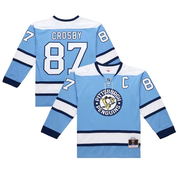 Men's Pittsburgh Penguins Sidney Crosby Mitchell & Ness Light Blue Big & Tall 2008/09 Captain Patch Power Play Jersey - Image 10