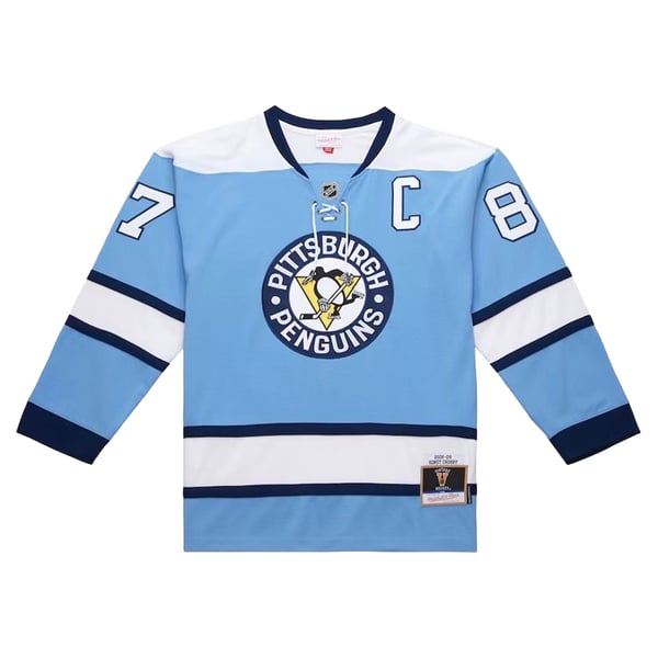 Men's Pittsburgh Penguins Sidney Crosby Mitchell & Ness Light Blue Big & Tall 2008/09 Captain Patch Power Play Jersey - Image 11