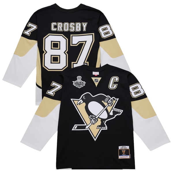 Men's Pittsburgh Penguins Sidney Crosby Mitchell & Ness Black Big & Tall 2008/09 Captain Patch Power Play Jersey - Image 1