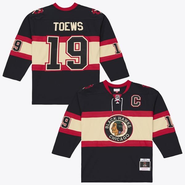 Men's Chicago Blackhawks Jonathan Toews Mitchell & Ness Black 2009/10 Power Play Jersey - Image 2