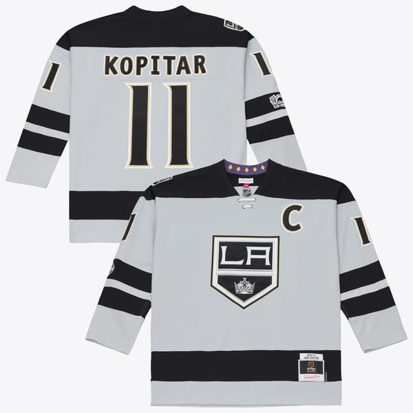 Men's Los Angeles Kings Anze Kopitar Mitchell & Ness Silver 2016/17 Captain Patch Power Play Jersey - Image 2