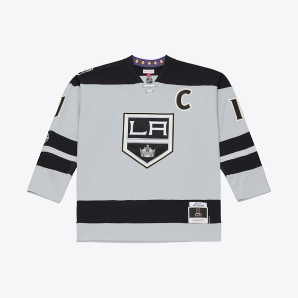 Men's Los Angeles Kings Anze Kopitar Mitchell & Ness Silver 2016/17 Captain Patch Power Play Jersey - Image 3