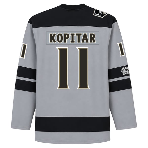 Men's Los Angeles Kings Anze Kopitar Mitchell & Ness Silver Big & Tall 2016/17 Captain Patch Power Play Jersey - Image 4