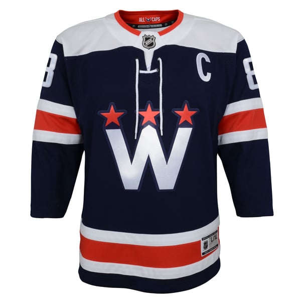 Youth Washington Capitals Alexander Ovechkin Navy 2020/21 Alternate Premier Player Jersey - Image 3