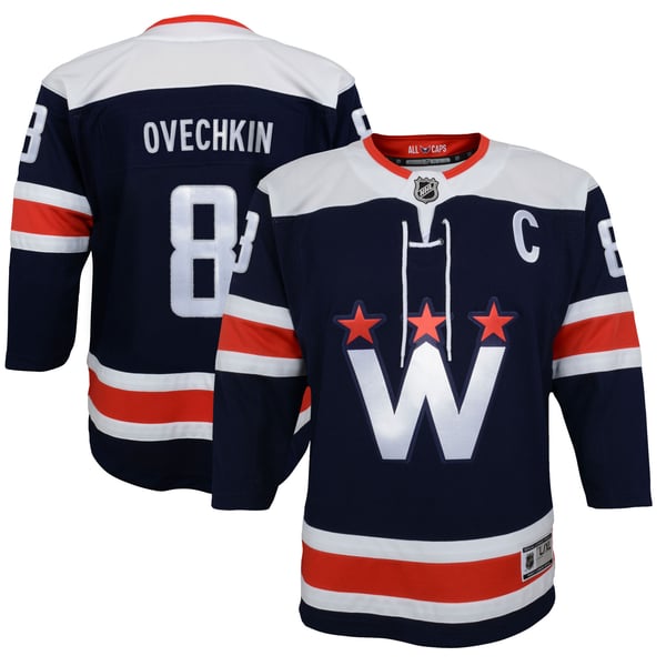 Youth Washington Capitals Alexander Ovechkin Navy 2020/21 Alternate Premier Player Jersey - Image 1