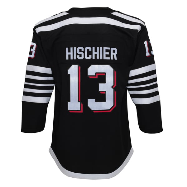Youth New Jersey Devils Nico Hischier Black 2021/22 Alternate Premier Player Jersey - Image 4