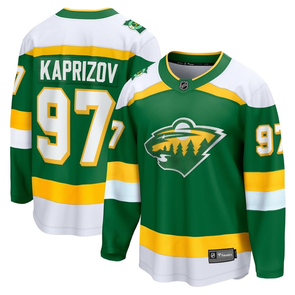 Men's Minnesota Wild Kirill Kaprizov Fanatics Green 2023/24 Alternate Breakaway Jersey - Image 1