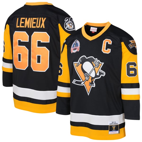 Preschool Pittsburgh Penguins Mario Lemieux Mitchell & Ness Black 1991/92 Blue Line 2.0 Player Jersey - Image 2