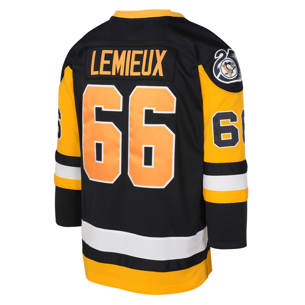 Youth Pittsburgh Penguins Mario Lemieux Mitchell & Ness Black 1991/92 Captain Patch Power Play Player Jersey - Image 4