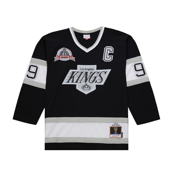 Men's Los Angeles Kings Wayne Gretzky Mitchell & Ness Black Big & Tall 1992/93 Blue Line 2.0 Jersey - Image 3