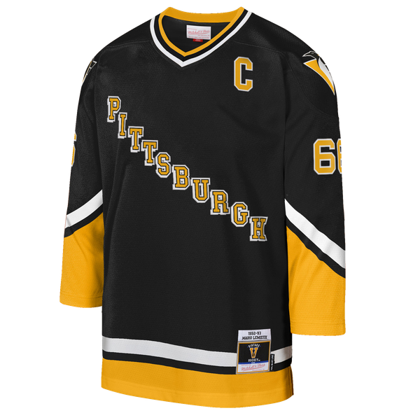 Youth Pittsburgh Penguins Mario Lemieux Mitchell & Ness Black 1992/93 Captain Patch Power Play Player Jersey - Image 3