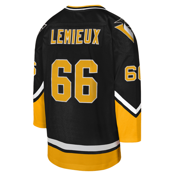 Youth Pittsburgh Penguins Mario Lemieux Mitchell & Ness Black 1992/93 Captain Patch Power Play Player Jersey - Image 4