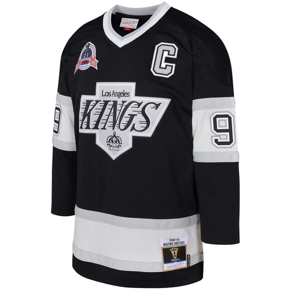 Youth Los Angeles Kings Wayne Gretzky Mitchell & Ness Black 1992/93 Captain Patch Power Play Player Jersey - Image 3