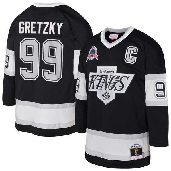 Youth Los Angeles Kings Wayne Gretzky Mitchell & Ness Black 1992/93 Captain Patch Power Play Player Jersey - Image 1