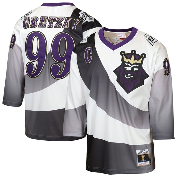 Youth Los Angeles Kings Wayne Gretzky Mitchell & Ness White 1995/96 Power Play Throwback Alternate Player Jersey with Captain Patch - Image 2