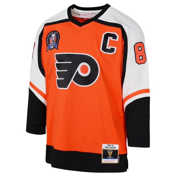 Youth Philadelphia Flyers Eric Lindros Mitchell & Ness Orange 1996/97 Power Play 2.0 Player Jersey with Captain Patch - Image 3