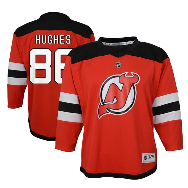 Infant New Jersey Devils Jack Hughes Red Home Replica Player Jersey - Image 2