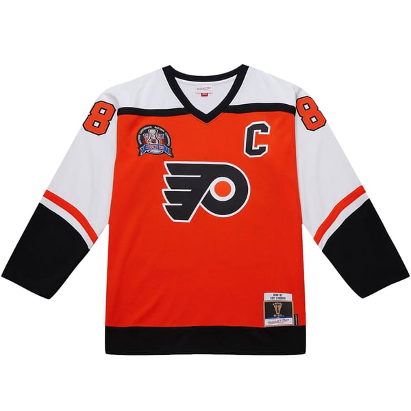 Men's Philadelphia Flyers Eric Lindros Orange 1996-97 Power Play Jersey - Image 3