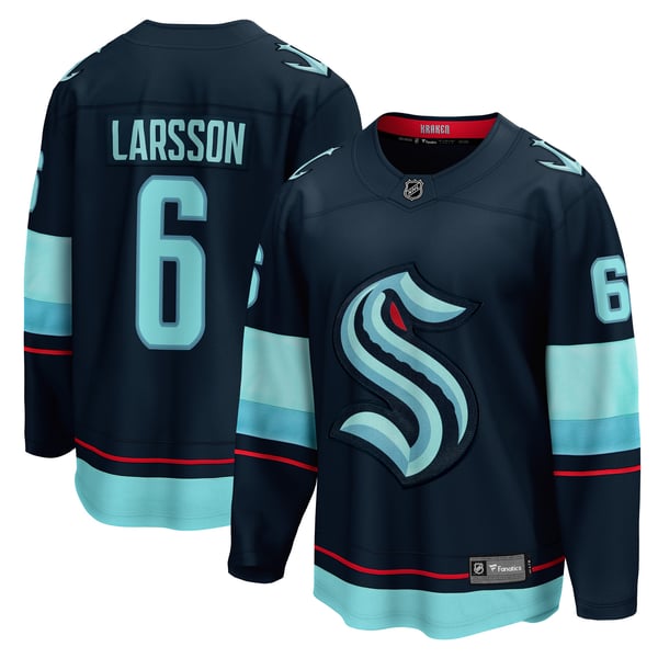Men's Seattle Kraken Adam Larsson Fanatics Deep Sea Blue Home Breakaway Player Jersey - Image 2