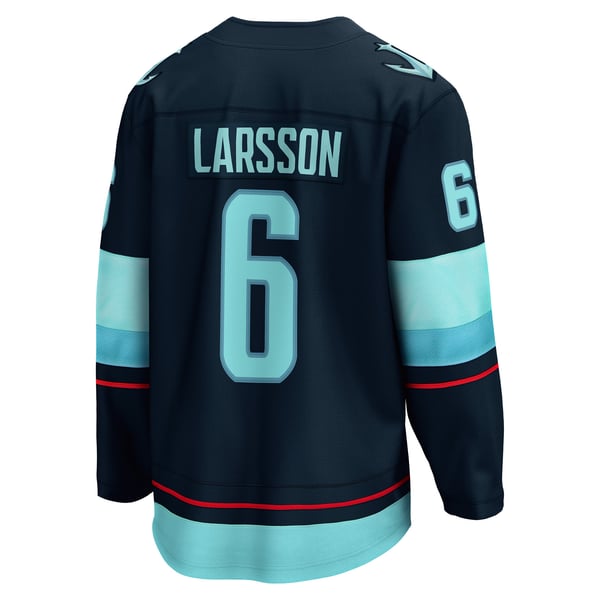 Men's Seattle Kraken Adam Larsson Fanatics Deep Sea Blue Home Breakaway Player Jersey - Image 4