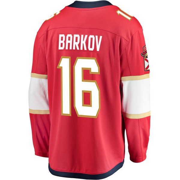 Men's Florida Panthers Aleksander Barkov Fanatics Red Captain Patch Home Breakaway Jersey - Image 4