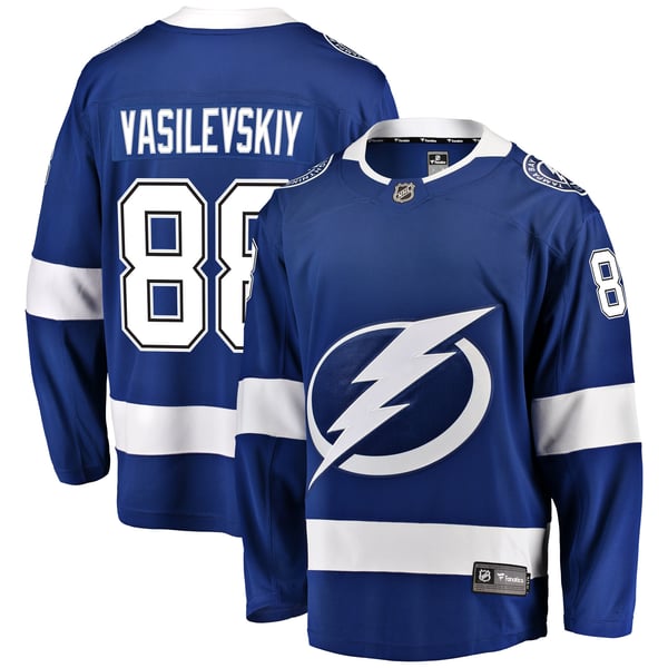 Men's Tampa Bay Lightning Andrei Vasilevskiy Fanatics Blue Home Breakaway Player Jersey - Image 2