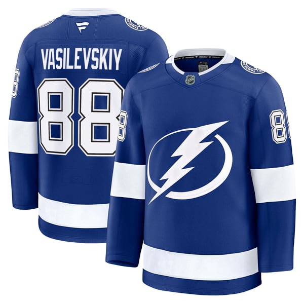Men's Tampa Bay Lightning Andrei Vasilevskiy Fanatics Blue Home Premium Jersey - Image 2