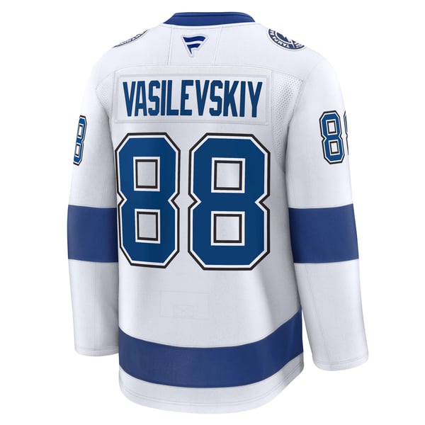 Men's Tampa Bay Lightning Andrei Vasilevskiy Fanatics White Away Premium Jersey - Image 4