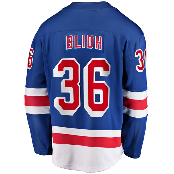 Men's New York Rangers Anton Blidh Fanatics Blue Home Breakaway Jersey - Image 4