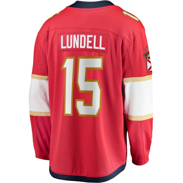 Men's Florida Panthers Anton Lundell Fanatics Red Home Breakaway Player Jersey - Image 4