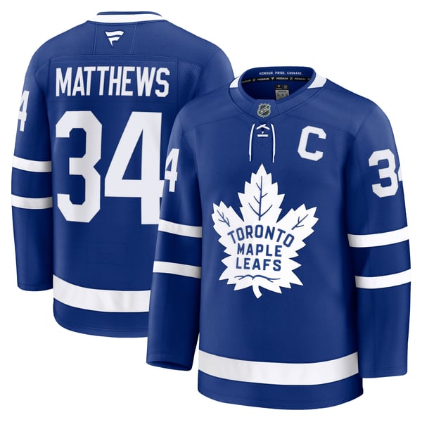 Men's Toronto Maple Leafs Auston Matthews Fanatics Blue Captain Patch Home Premium Jersey - Image 1