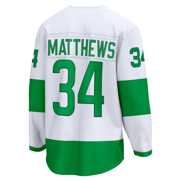 Men's Toronto Maple Leafs Auston Matthews Fanatics White St. Pats Captain Premier Breakaway Player Jersey - Image 4