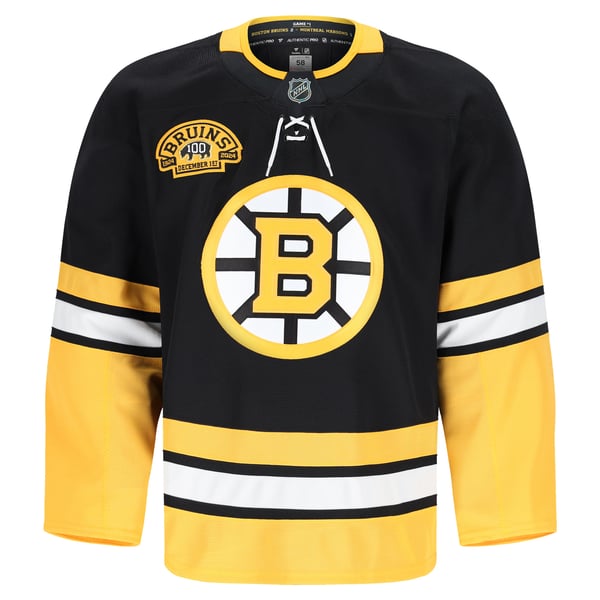Men's Boston Bruins Fanatics Black 100th Anniversary Authentic Pro Jersey