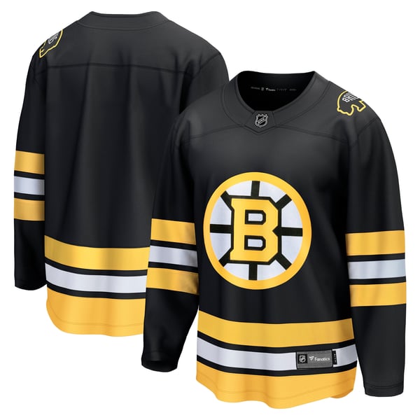 Men's Boston Bruins  Fanatics Black Anniversary Home Breakaway Jersey