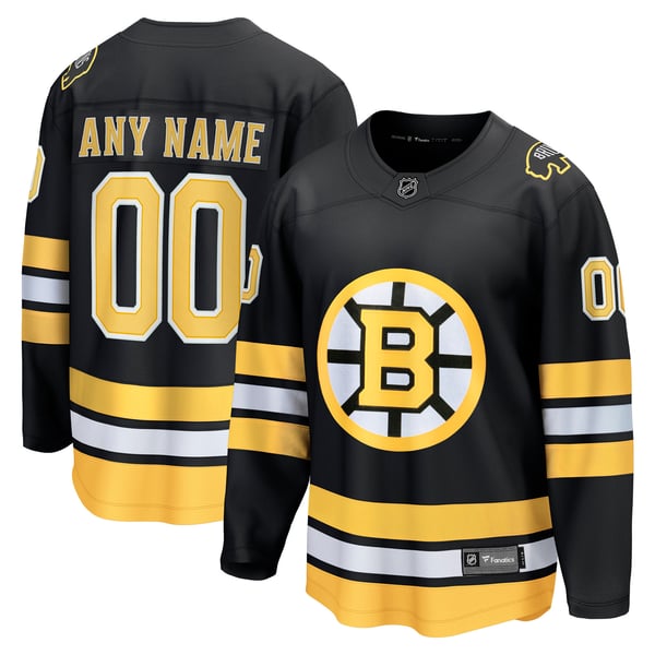 Men's Boston Bruins  Fanatics Black Home Breakaway Custom Jersey