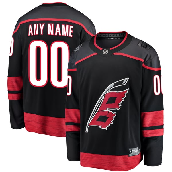 Men's Carolina Hurricanes Fanatics Black Home Breakaway Custom Jersey - Image 2