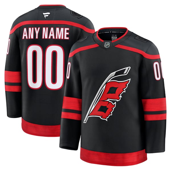 Men's Carolina Hurricanes Fanatics Black Home Premium Custom Jersey - Image 1