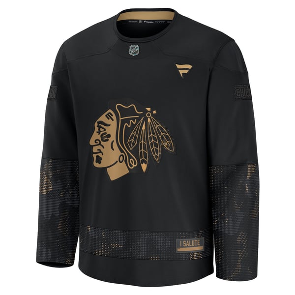 Men's Chicago Blackhawks  Fanatics Black 2024 Military Appreciation Practice Jersey - Image 3