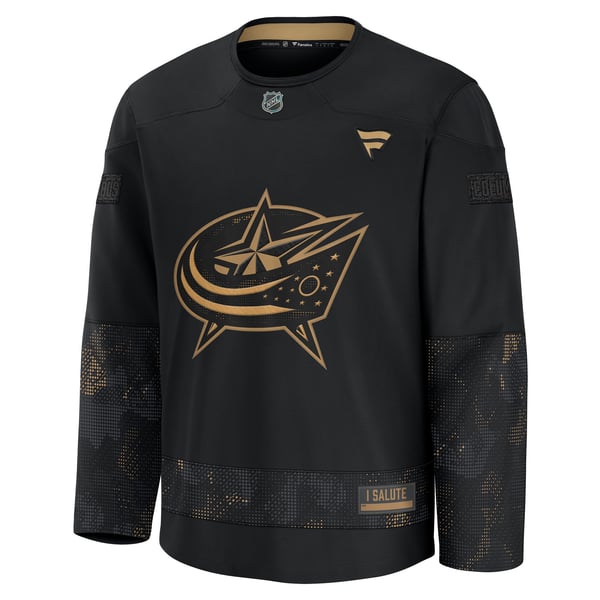 Men's Columbus Blue Jackets  Fanatics Black 2024 Military Appreciation Practice Jersey - Image 3