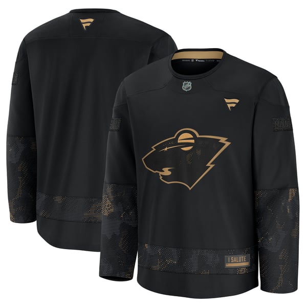 Men's Minnesota Wild  Fanatics Black 2024 Military Appreciation Practice Jersey - Image 2