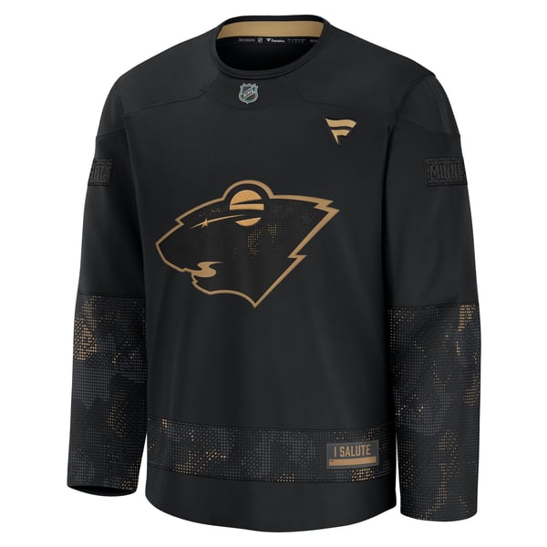 Men's Minnesota Wild  Fanatics Black 2024 Military Appreciation Practice Jersey - Image 3