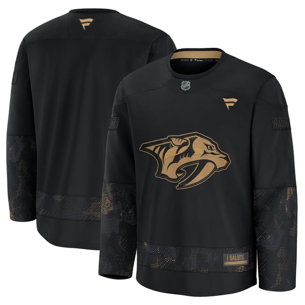 Men's Nashville Predators  Fanatics Black 2024 Military Appreciation Practice Jersey - Image 2