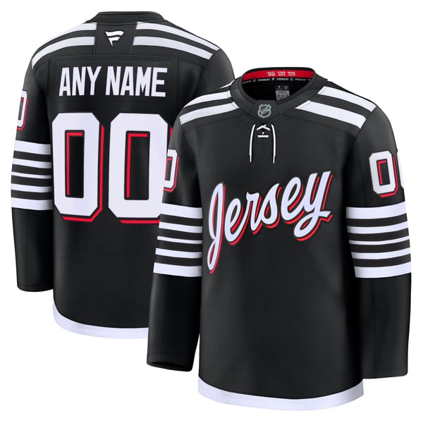 Men's New Jersey Devils Fanatics Black Alternate Premium Custom Jersey - Image 1