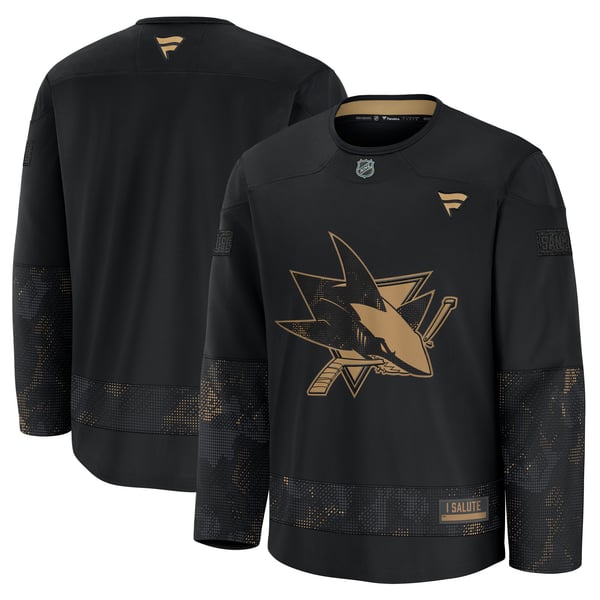 Men's San Jose Sharks  Fanatics Black 2024 Military Appreciation Practice Jersey - Image 1