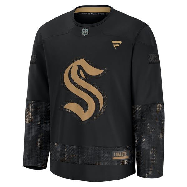 Men's Seattle Kraken  Fanatics Black 2024 Military Appreciation Practice Jersey - Image 3