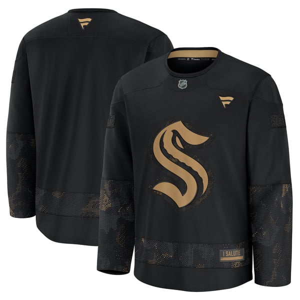 Men's Seattle Kraken  Fanatics Black 2024 Military Appreciation Practice Jersey - Image 1