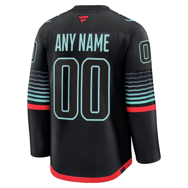 Men's Seattle Kraken Fanatics Black Alternate Premium Custom Jersey - Image 4