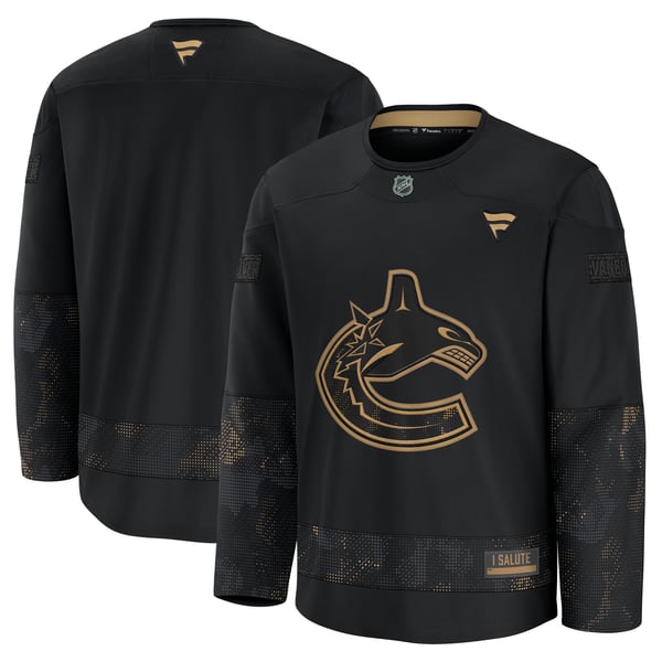 Men's Vancouver Canucks  Fanatics Black 2024 Military Appreciation Practice Jersey - Image 2